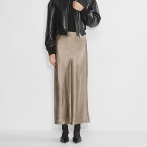 Aritzia Babaton Slip Satin Maxi Skirt in Nomad Taupe, size 0